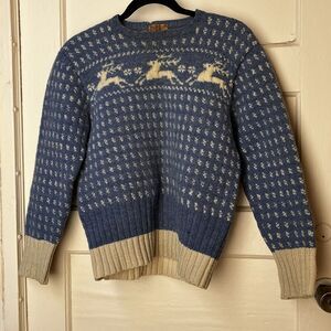 Vtg Wool Reindeer Sweater Med Christmas Winter Nordic Heritage Folk Cabin core